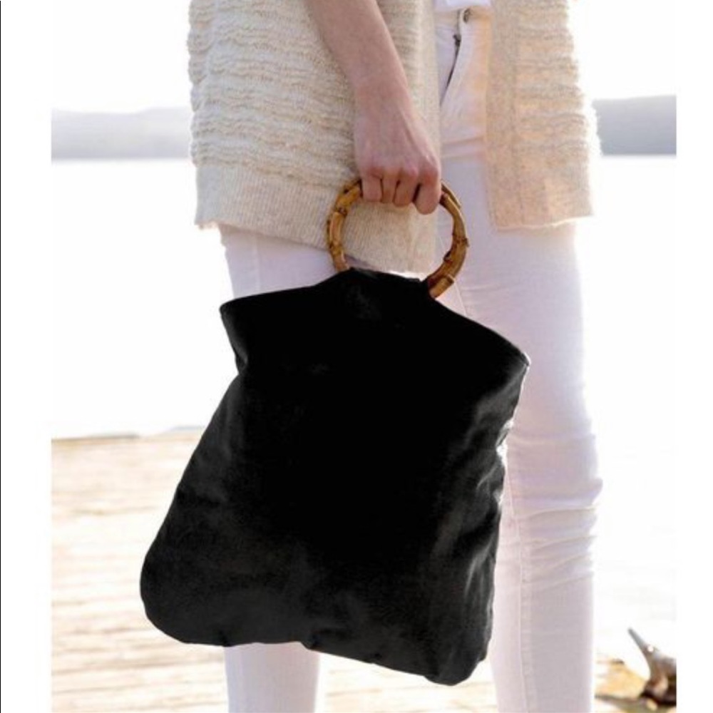 Reformation Black Velvet Kayu Hudson Tote Bag NWT - Picture 4 of 8